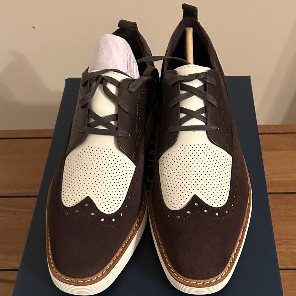Cole Haan Brown and White Wingtip Derbys